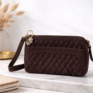 Vera Bradley Chocolate Brown Quilted Vintage Y2K 90s Shoulder Purse Adjustable